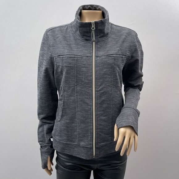Athleta Womens Full-Zip Jacket Mock Neck‎ Cotton Blend Heather Gray Size Medium - Picture 1 of 10